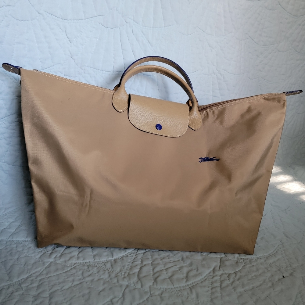 LONGCHAMP Le Pilage Club Large Travel Bag  Leather Trimmed